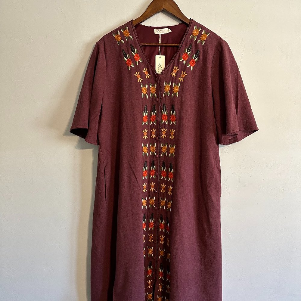 Roolee Embroidered Button-Down Dress - NWT